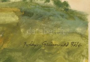 Iványi Grünwald Béla jelzéssel: Dombos táj. Akvarell, papír, lap széle sérült, 30,5x43 cm