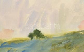 Iványi Grünwald Béla jelzéssel: Dombos táj. Akvarell, papír, lap széle sérült, 30,5x43 cm
