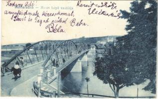 1924 Máriaradna, Radna; Maros folyó vashídja. Csauscher József kiadása / Mures river bridge