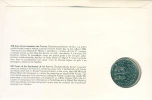 Portugália 1989. 100Esc "Azori-szigetek felfedezése" érmés, bélyeges borítékon T:1