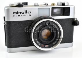 cca 1974 Minolta Hi-Matic G fényképezőgép, Rokkor 1:2.8 f=38 mm objektívvel, lencsevédővel, eredeti ...