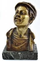 Andre V. Dimanche (1901-1988): Cigiző vagány. Bronz, márvány talapzaton. / Smoking thug. Bronze on marble statue 13,5 cm