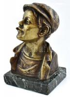 Andre V. Dimanche (1901-1988): Cigiző vagány. Bronz, márvány talapzaton. / Smoking thug. Bronze on m...