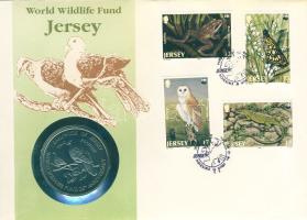 Jersey 1987. 3Ł "25 éves a WWF" érmés, bélyeges borítékon T:BU