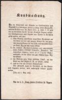 1851 Ofen, Kundmachung, K. K. Finanz-Landes-Direktion für Ungarn / Buda, a cs. és kir. országos pénzügyigazgatóság hirdetménye dohánytermékekre vonatkozó adók tárgyában, német nyelven