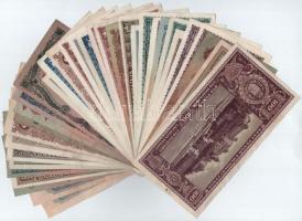 1930-1946. 34db-os vegyes Pengő bankjegytétel, közte 5db bankjegy "100 éves a Magyar Vasút - Vá...