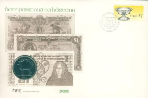 Írország 1990. 1Ł érmés, bélyeges borítékon T:1