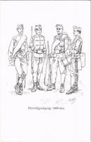 Honvéd gyalogság 1869-ben. Honvédség története 1868-1918 / Austro-Hungarian K.u.K. military art postcard, infantry in 1869 s: Garay