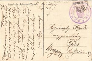 1916 Russische Soldaten Typen / Doni kozák / WWI Russian military art, soldier + "M. kir. 19. h...