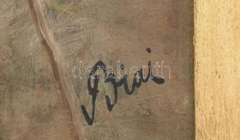 Biai jelzéssel: Sétálók. Olaj, farost. Kissé sérült fa keretben, 50×40 cm