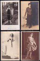 cca 1920-1940 4 db hölgyeket ábrázoló régi fotólap, közte feliratozottak, 14x9 cm