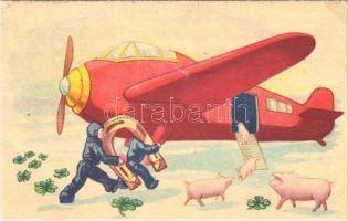 Boldog újévet, repülőgép / New Year greeting with aircraft (Rb)