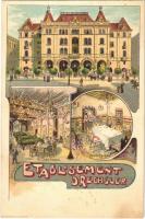 Budapest VI. Drechsler palota, biliárd terem és magyar szoba, belső / Etablissement Drechsler. Kosmos Art Nouveau, litho s: Geiger R. (fl)