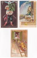 5 db RÉGI üdvözlő képeslap, vegyes minőség / 5 pre-1945 greeting postcards in mixed quality