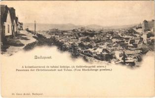 1902 Budapest I. Krisztinaváros és a Tabán látképe a Gellérthegyről nézve. Ganz Antal 32. (EK)