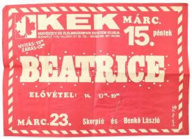 cca 1990 Beatrice koncert plakát KEK. Hajtva 41x29 cm