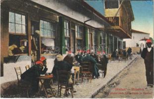 1917 Shkoder, Shkodra, Scutari, Skutari; Vor einem türk. Kaffeehaus / Turkish cafe shop (Rb)