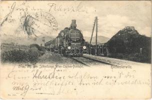 1904 Hochosterwitz, Gruss aus dem Schnellzuge Wien-Leoben-Pontafel / express train, locomotive, railway