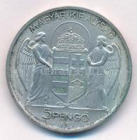 1939. 5P "Horthy balra" Ag T:1-,2 patina Adamo P8.2