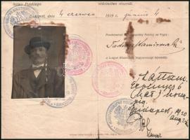 1919 Bp., a Lengyel Köztársaság Magyarországi Képviselete által kiállított kétnyelvű oltalomlevél a ...