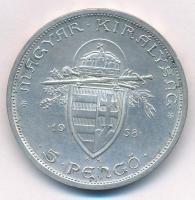 1938. 5P "Szent István" Ag T:1-,2 patina Adamo P8.1