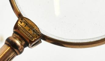 Antik lornyon. Aranyozott fém, kopott, tokban (Látszerész Liszt Ferencz Budapest Múzeum körút 19 Bar...