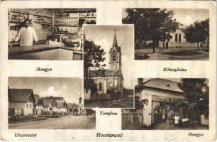 1944 Hosszúmező, Campulung la Tisa (Máramaros); községháza, utca, templom, Hangya üzlete / town hall, street, church, cooperative shop (Rb)