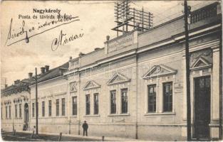 1917 Nagykároly, Carei; Posta, távirda és távbeszélő hivatal. Csókás László kiadása / post, telegraph and telephone office (fl)