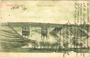 1910 Naszvad, Nesvady; Vasbeton híd a Nyitrán. Divald Károly Fia kiadása / bridge (EB)