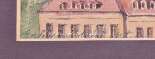 Olvashatatlan (Kemény?) jelzéssel: Esztergomi részlet a bazilikával, 1948. Akvarell, papír. Üvegezet...