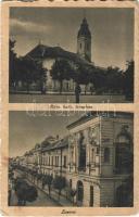 1943 Losonc, Lucenec; Római katolikus templom, Takarékpénztár / Catholic church, savings bank (EB)