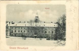 1899 (Vorläufer) Máriavölgy, Mariental, Mariathal, Marianka (Pozsony, Pressburg, Bratislava); Kástél / kastély télen / castle in winter (EK)