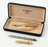 3 db toll: Auróra golyóstoll díszdobozzal, többszínű toll, kitolható ceruza tokja