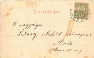 1905 Rimaszombat, Rimavská Sobota; Erzsébet tér, Miskolczy István üzlete, Takarékpénztár, Városháza....