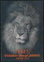1954 Aeros cirkusz-ünnepi játékok 1954-1955, képes reklám prospektus és műsör, 4+1 p., szétvált tűzéssel