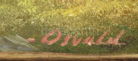 Osvald jelzéssel: Hegyvidéki tó. Olaj, vászon. Dekoratív, sérült keretben. 33x50 cm