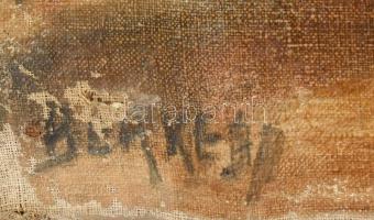 Berkes jelzéssel: Nagyváros Olaj, vászon. Sérült. 50×70 cm