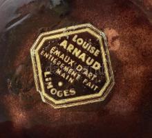 2 db Limoges Louis Arnaud zománcozott porcelán tálka. Kézzel festett, jelzett, hibátlan. 15x12 cm