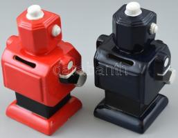 2 db robot formájú kerámia/ porcelán persely. Jelzés nélkül. 18 cm