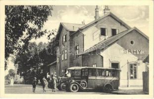 1934 Ipolyság, Sahy; Vasútállomás, autóbusz / Nádrazie / railway station, autobus