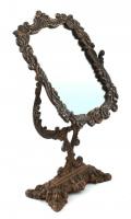 Asztali pipere tükör, bronz, kopott, m: 41 cm