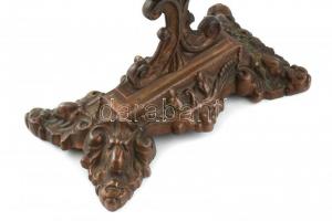 Asztali pipere tükör, bronz, kopott, m: 41 cm