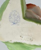 Herendi porcelán rózsa. Kézzel festett, jelzett, lepattanással. 7 cm