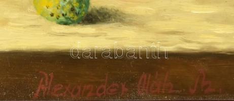 Oláh, Alexander (Oláh István?-): Csendélet eperrel. Olaj, falemez, jelzett. Dekoratív fa keretben, 1...