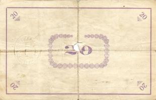 Pápa 1919. "Pápai csekk" 10K (2x), 20K (2x) lyukasztással érvénytelenítve T:III,III-/IV