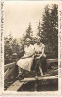 1931 Szucsány, Sjucsány, Sucany; kiránduló hölgyek a kilátónál / hiking ladies at the lookout tower. photo