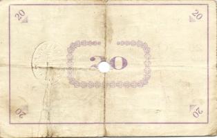 Pápa 1919. "Pápai csekk" 10K (2x), 20K (2x) lyukasztással érvénytelenítve T:III-,III-/IV