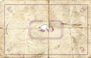 Pápa 1919. "Pápai csekk" 10K (2x), 20K (2x) lyukasztással érvénytelenítve T:III-,III-/IV