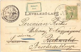 1903 Besztercebánya, Banská Bystrica; Béla király tér a toronyból nézve, Herritz János üzlete. Iváns...