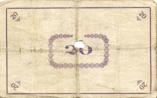 Pápa 1919. "Pápai csekk" 10K (2x), 20K (2x) lyukasztással érvénytelenítve T:III-,III-/IV